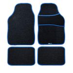 CarMats.co.uk Universal Car Mats Blue Trim - Black Carpet Right Hand Drive Car Floor Mats