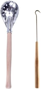 Kamelar.Lava 2 Piece Set, ice Fishing Scoop, Fish Control, Wooden Handle ice Scoop, Fish Gaff, Winter Outdoor Fishing Scoop ice Catch Tool, Metal Wood Design.