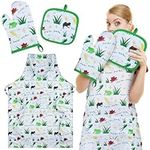 Cuffbow 3 Pcs Passover Frogs Kitchen Apron Oven Mitts and Pot Holders Sets Passover Apron Oven Gloves Heat Resistant Non Slip Pad Gifts for Baking Cooking Grilling Pesach Seder BBQ Accessory Decor