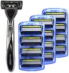 ShaveMOB 6-Blade Men's Razor Kit (Flex Head Handle 12 Refills) (No Trimmer) - The Caveman Shaving Kit