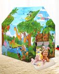 Intelliskills Premium Jungle Safari Themed Foldable Hut Size Tent House for Kids | Printed Portable Playhouse for Boys/Girls | Play Tent for Kids | Birthday Gift for 2+ Years |BIS Approved |Multicolor