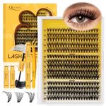 QUEWEL Clusters-Lashes Kit 30+40+50D Lash Clusters Mixed 10-16mm, D Curl Eyelashes-Individual Kit with Waterproof Lash Bond and Seal, and Lash Tweezer DIY at Home for Beginner(30D+40D+50D-KIT)