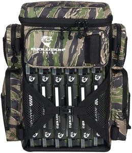 Evolution Fishing Drift Series Tackle Backpack – Tiger Stripe, 3600 Size, Camouflage, Includes 6 QuikLatch Tackle Trays, Rod Holders, Camo Tackle Storage