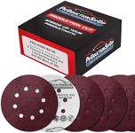 ProductionShop Premium 5" Red 8-Hole Pattern 60 Grit Sanding Discs, Box of 30 - Dustless Hook & Loop Backing Sandpaper for Random Orbital Sanders, Coarse-Cut Abrasive - Woodworking, Sand Auto Paint