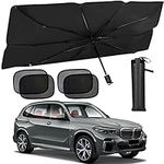 Car Sun Shades Windscreen with Side Shield, Universal Windshield Sunshades, UV Protection & Heat Insulation Front Window Visor Umbrella, Fits Most Car, SUV,RV (for SUV/RV/Large Car)