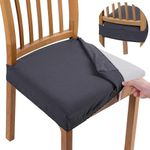 BESBESME Dining Chair Cover for Dining Room Stretch Seat Chair Cover Set of 6 Kitchen Removable Washable for Hotel,Restaurant Slipcovers Protector,Dark Grey