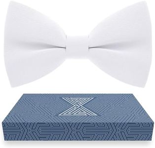 Bow Tie House White Bow Ties for Boys Cute White Bow Ties for Boys Girls Ladies Mens - Fabric Adjustable Pre-tied Fashion Colorful Clip on Bow Ties in shop (Medium, White)