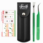SIVOTE Premium Tick Remover Kit – Stainless Steel Tick Removal Tool & Tweezers with Leather Case and Pocket Tick Identification Card – Safe for Humans and Pets