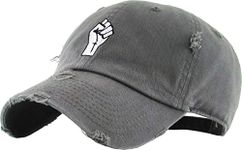 KBSV-046 DGY Fist Vintage Distressed Dad Hat Baseball Cap Polo Style Adjustable