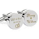 Cufflinks for Men Personalised Cufflinks Engraved for Wedding Anniversary Fathers Day Best Man Groomsmen Usher Husband Father of the Bride Customised Gifts for Him with Box (Design 1)