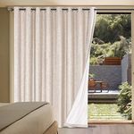 H.VERSAILTEX Linen Blackout Curtain Durable Thick Textured Linen Look 100% Blackout Patio Door Curtain Anti Rust Grommet Extra Wide Sliding Door Curtain Panel, W100 x L84 inch - Natural