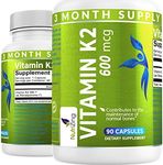 NutriZing K2 Vitamin Supplement MK-7-600mcg High Strength VIT K2-90 Vegan Capsules (3 Month Supply) - Supports Bone & Arterial Health*