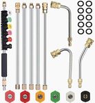 Pressure Washer Extension Wand Set - Selkie Upgrade Power Washer Lance with Spray Nozzle Tips,30°,90°,120° Curved Rod, 1/4’’Quick Connect, for Anti-Leaked Ring 4000 PSI