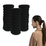 TEMPERIA (30 Pcs) Hair Band for Women & Girls - Premium Rubber Band - Elastic Ponytail Hairband Ties Accessories - Black (DN01)