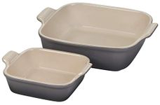 Le Creuset Stoneware Heritage Set of 2 Square Dishes, Small - 18 oz. & Medium - 2 qt., Oyster