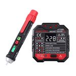 Proster Voltage Tester, Upgraded Socket Tester Non-Contact Voltage Tester Pen and Plug Tester Socket Tester kit with LED Flashlight Pre-Installed Battery with Sound and Light Alarm