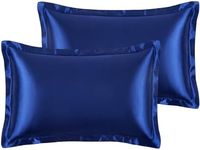 Navy Blue Satin Pillowcases Standard/Queen Size, 2PCS Satin Silk Pillow Cases for Hair and Skin, Soft Smooth Texture Pillow Covers with Envelope Closure, Gifts for Women Men (48 * 74cm, Navy Blue)