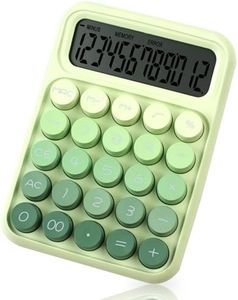 KJAHLAL Mechanical Pushbutton Calculator, 12 Digit Large LCD Display, Big Buttons Easy to Press Use as Office Calculators Desktop, Forest Green Computer Big Button for Schools, Homes and Businesses