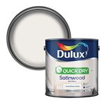 Dulux Quick Dry Satinwood Paint For Wood And Metal, Pure Brilliant White, 2.5 L