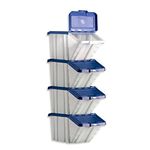 Barton Storage Container Bin 50L 30kg Load W390xD630xH340mm White and Blue Lid Ref 052101/4 [Pack of 4]