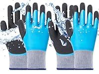 GAVOROHANS 2 Pairs Waterproof Work Gloves Durable Superior Grip Double Latex Coated Gardening Gloves for Maintenance Garden Logistics Warehousing in Cold Weather Outdoor Activities (L)