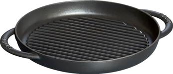 staub 40509-377 Pure Grill Round Black 10.2 inches (26 cm) Grill Pan, Both Handed, Cast Iron, Induction Compatible, Japanese Authentic Product