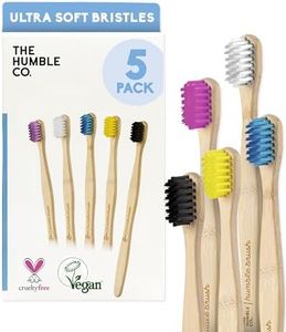 The Humble Co Bamboo Toothbrushes, 5 Pack - Ultra Soft Bristles Natural Bamboo Toothbrush - BPA Free Soft Bristles for Sensitive Gums - Non-Toxic & Plastic Free Handle - Dental Oral Care & Hygiene