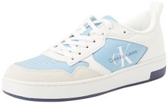 Calvin Klein Jeans Men's Basket Cupsole Low LTH ML YM0YM00574 Sneaker, Blue (Dusk Blue/Bright White/Peacoat), 10 UK