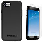 OtterBox Symmetry Series Case for iPhone 8, iPhone 7 (NOT Plus) with ZAGG Screen Protector, Bundle - Bulk Packaging - Black