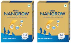 Nangrow Nestlé Nutritious Milk drink for growing children | Creamy Vanilla Flavor | Contains DHA |Rich in Protein & Vital Nutrients| Zero Sucrose Recipe |400g, Powder (Pack of 2) Kid