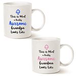 Christmas Gifts Grandparent Coffee Mug from Granddaughter Grandson, This is What a Really Awesome Grandma/Grandpa Looks Like Birthday Gifts Idea for Grandparent Cup Set, White 11 Oz