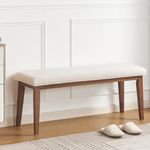 kinmars Upholstered Bench for Bedroom End of Bed,42.5-inch Entryway Bench for Living Room,Dining Bench with Padded Seat and Solid Wood Leg for Kitchen Bedroom,Indoor and Hallway (Bench, Beige)