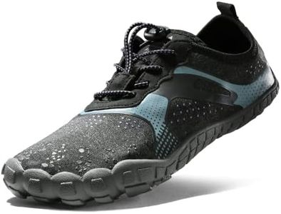 NORTIV 8 womensQuick Dry Water Shoes - Barefoot Aqua Swim Shoes for Beach Sports, Fishing, Hiking, Boating & Surfing, Black/Grey/Purple - 6.5 (Treklady-1)