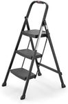 Rubbermaid 3-Step Steel Ladder, Folding Step Stool with Hand Grip and Non-Slip Feet, Black, Tested to ANSI US Safety Standards, No Assembly Required