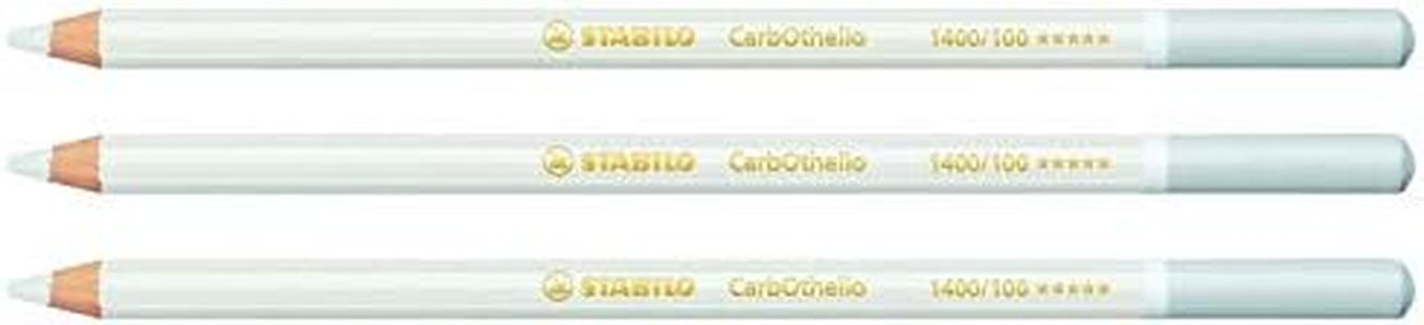 STABILO Set of 3 Pastel Charcoal Pencils CarbOthello Titanium White