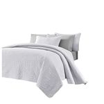 Chezmoi Collection 3 Piece 118 by 106" Austin Oversized Bedspread Coverlet Set, King, White, Microfiber