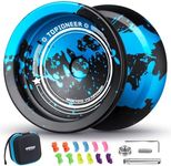 MAGICYOYO V12 Finger Spin Yoyo Professional Responsive Yoyo for Kids Beginners, Unresponsive Yoyo for Advanced Player, Professional yoyo for Hook Finger Spinning Tricks - Black Blue