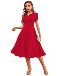 Tessavegas, Women's & Girls' A-LINE MIDI Maxi Dress Red