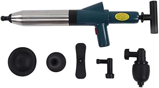 Toilet Plunger, High Pressure Air Drain Blaster Kit, Powerful Manual Pneumatic Dredge Equipment with 4 Replaceable Heads & Visual Barometer, Drain Unblocker for Sink/Bathtub/Floor Drain/Clogged Pipe