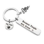 MAOFAED Vet Techs Gift Funny Veterinary Technician Gift Because People are Gross Veterinarian Keychain Vet Student Gift Veterinarian Graduation Gift (People are Gross)