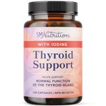 Thyroid Support with Iodine 120 Capsules | Improve Your Energy | Ashwagandha Root, Zinc, Selenium, L-Tyrosine & Vitamin B12 Complex | Thyroid Iodine Supplement for Women & Men | 60 Day Supply