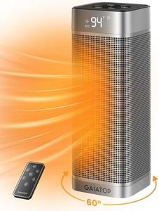 Gaiatop Space Heaters for Indoor Use, Portable Electric Heater with Thermostat, 1500W PTC Ceramic Room Heater with Remote, 5 Modes, 60° Oscillating, 12H Timer Fast Heating Bedroom Office Bathroom Home