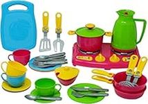 TECHNOK 38Pcs Cookware Playset - Pretend Play Toy Kitchen Set - Cooking Stove and Accessories, Tableware Dish Set (4 Persons)