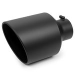 A-KARCK Exhaust Tip 5" Inlet to 10" Outlet, 15" Overall Length Black Coating Bolt On Exhaust Tailpipe Tip Protect Tailpipe