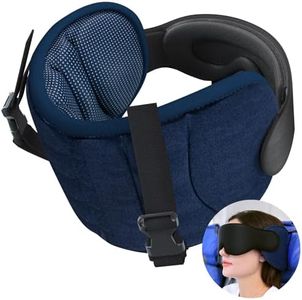 SARISUN Travel Neck Pillow for Airplane, Travel Pillow for Long Flight with Sleeping Eye Mask, Travel Pillow for Car Road Trip, Stop Bobblehead, Portable Airplane Pillow, Mottled Blue