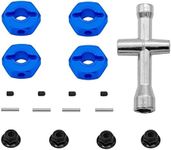 GLOBACT Aluminum 12mm Hex hub Wheel hex hub Adaptor with M4 Nut and Cross Wrenches for 1/10 trx4 Axial Redcat ARRMA Granite Voltage 2WD HPI HSP Tamiya WLtoys RC Crawler Truck (Blue 4 Pcs)