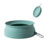 SLSON Non Spill Dog Water Bowl for Car Collapsible Dog Travel Bowl Integrated Molding Portable Pet Drinking Bowl for Road Trip (Morandi Green)