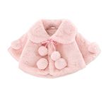 MoccyBabeLee Infant Baby Girls Coat Faux Fur Long Sleeve Cape Cloak Jackets Outwear Warm Winter Clothes (Pink-B,0-6 Months)