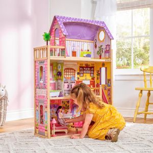 KidKraft Kayla Wooden Dollhouse – Multi-Level Playhouse for Kids