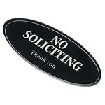 PATIKIL No Soliciting Sign, Acrylic Oval Self Adhesive Door Indoor Outdoor Sticker for Office Home Business, Black
